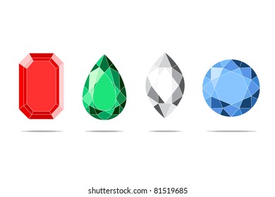 beautiful jewels on white background (vector illustration)