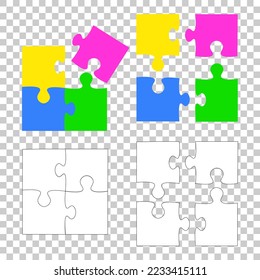 Beautiful jigsaw puzzle vector 2x2, image applicable to several concepts. Vector illustration isolated on the transparend background