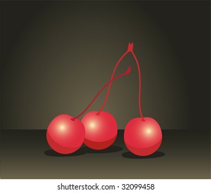 Beautiful juicy cherry against on a dark background