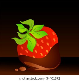 Beautiful juicy strawberry against on a dark background