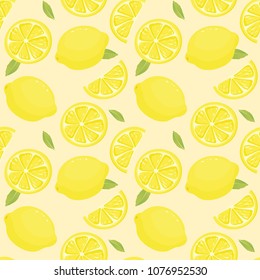 Beautiful juicy yellow Lemon illustration seamless pattern for summer