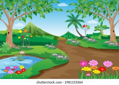 beautiful jungle landscape vector design