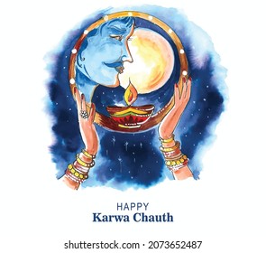 Beautiful Karwa chauth celebration festival card background 