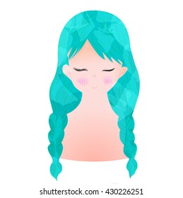Beautiful kawaii girl face isolated on white background. Vector illustration, EPS10