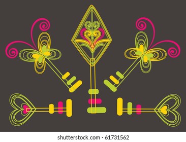 Beautiful key background design in gorgeous pink, yellow and green- Great for textures and backgrounds for your projects!