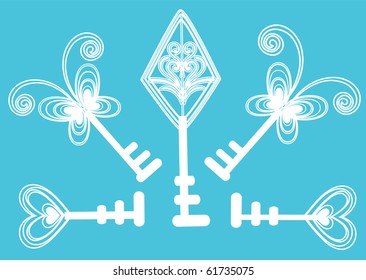 Beautiful key background design in soft blue and white- Great for textures and backgrounds for your projects!