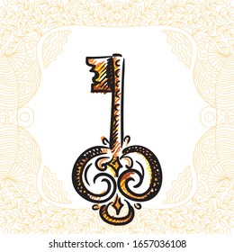 Beautiful key. Sketch. Vector illustration