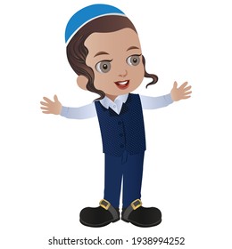 Beautiful kid wearing suit and cap , vector illustration