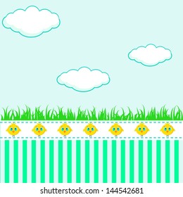 Beautiful kids background with clouds