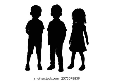 Beautiful Kids Standing Silhouettes for Creations
