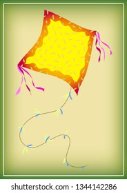 Beautiful kite flying. Vector illustration. makar sankranti holiday.
