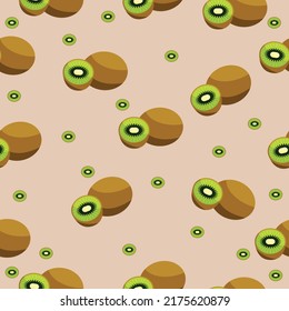 Hermoso patrón sin fisuras de fruta kiwi. Ilustración vectorial.