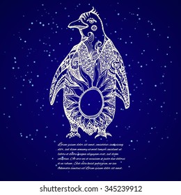 Beautiful knight background with decorative patterned Penguin