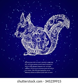 Beautiful knight background with decorative patterned Squirrel