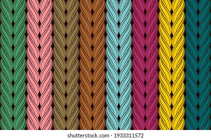 Beautiful knitted background, pigtail pattern, whip, waves, cord, abstract hand-drawn wave texture, wavy background. Colorful wave background.