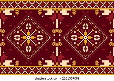 Beautiful knitted embroidery.geometric ethnic oriental pattern traditional on crimson blue.Aztec style,abstract,vector illustration.design for texture,fabric,clothing,wrapping,decoration,carpet,print.