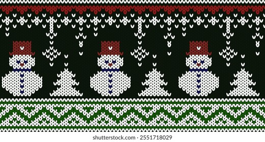 Beautiful knitted embroidery.geometric ethnic oriental pattern traditional on cream background.Aztec style,abstract,vector,illustration.design for texture,clothing,wrapping,fashion,print,Christmas