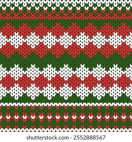 Beautiful knitted embroidery.geometric ethnic oriental pattern traditional on cream background.Aztec style,abstract,vector,illustration.design for texture,fabric,clothing,wrapping,fashion,christmas