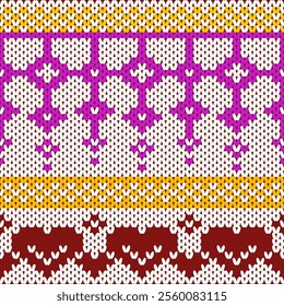 Beautiful knitted embroidery.geometric ethnic oriental pattern traditional on cream background.Aztec style,abstract,vector,illustration.design for texture,fabric,clothing,wrapping,fashion,carpet,print