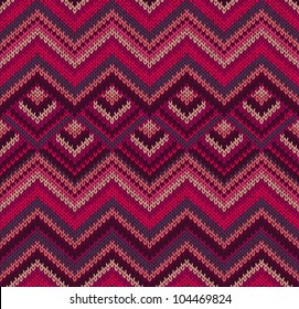 Beautiful Knitted Fabric Pattern, Red Pink Knit Style Seamless Vintage Texture