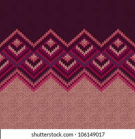 Beautiful Knitted Fabric Pattern, Red Pink Knit Style Seamless Vintage Texture