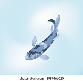 schöner Koi-Fisch mit handgezeichnetem Zeichentrickstil