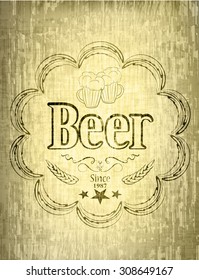 beautiful label beer on vintage texture