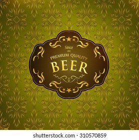 beautiful label premium quality beer on vintage texture
