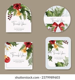 beautiful label template with floral and Christmas ornament