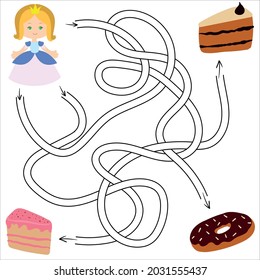 schönes Labyrinth Labyrinth pädagogisches Spiel für Kinder. Vektorgrafik