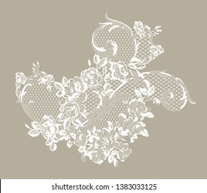 beautiful lace flowers decoration element