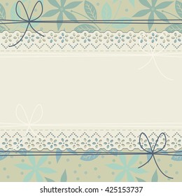 Beautiful lace frame with green flowers and leaves can be used for wedding invitation, greeting card , baby shower and more designs.