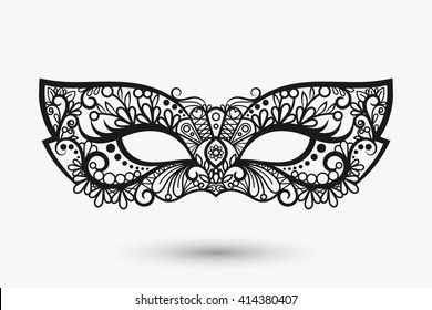 Beautiful lace mask. Mardi Gras mask icon. Vector llustration 