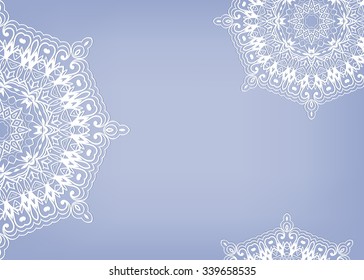 Beautiful lace ornament for Cards or Invitation, Mandala snowflake elements, tribal ethnic arabic indian motif. Abstract floral geometric pattern. Vector illustration