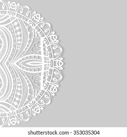 Beautiful lace ornament for Cards or Invitation, Mandala round elements, tribal ethnic arabic indian motif. Abstract floral geometric pattern. Vector illustration
