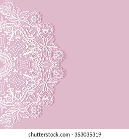 Beautiful lace ornament for Cards or Invitation, Mandala round elements, tribal ethnic arabic indian motif. Abstract floral geometric pattern. Vector illustration
