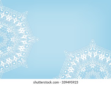 Beautiful lace ornament for Cards or Invitations, Mandala snowflake elements, tribal ethnic arabic indian motif. Abstract floral geometric pattern. Vector illustration