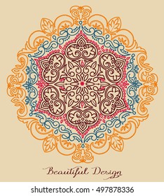 Beautiful lace ornament, indian style design, vector illustration