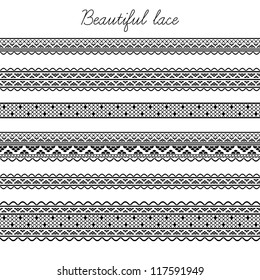 Beautiful lace seamless segments for scrapbooking, card decoration etc (vector version)