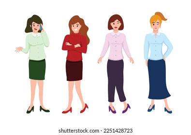 Beautiful ladies in cartoon character,different style,posing with colorful costume with happy feeling,on background
