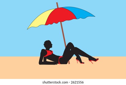 beautiful lady alone in the desert