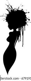 Beautiful Lady Body Profile Silhouette. Vector Beauty And Hair Salon, Fashion Store Or Spa Logo. Curvy Woman Figure.	
