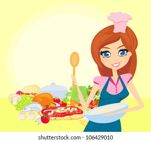 Beautiful lady cooking