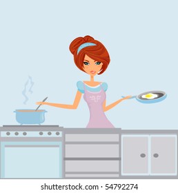 Beautiful lady cooking
