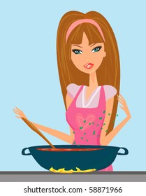 Beautiful lady cooking