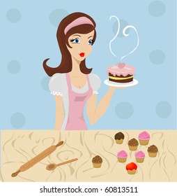 Beautiful lady cooking