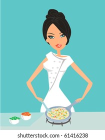 Beautiful lady cooking