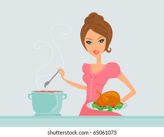 Beautiful lady cooking