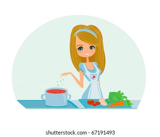 Beautiful lady cooking
