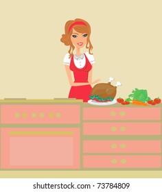 Beautiful lady cooking